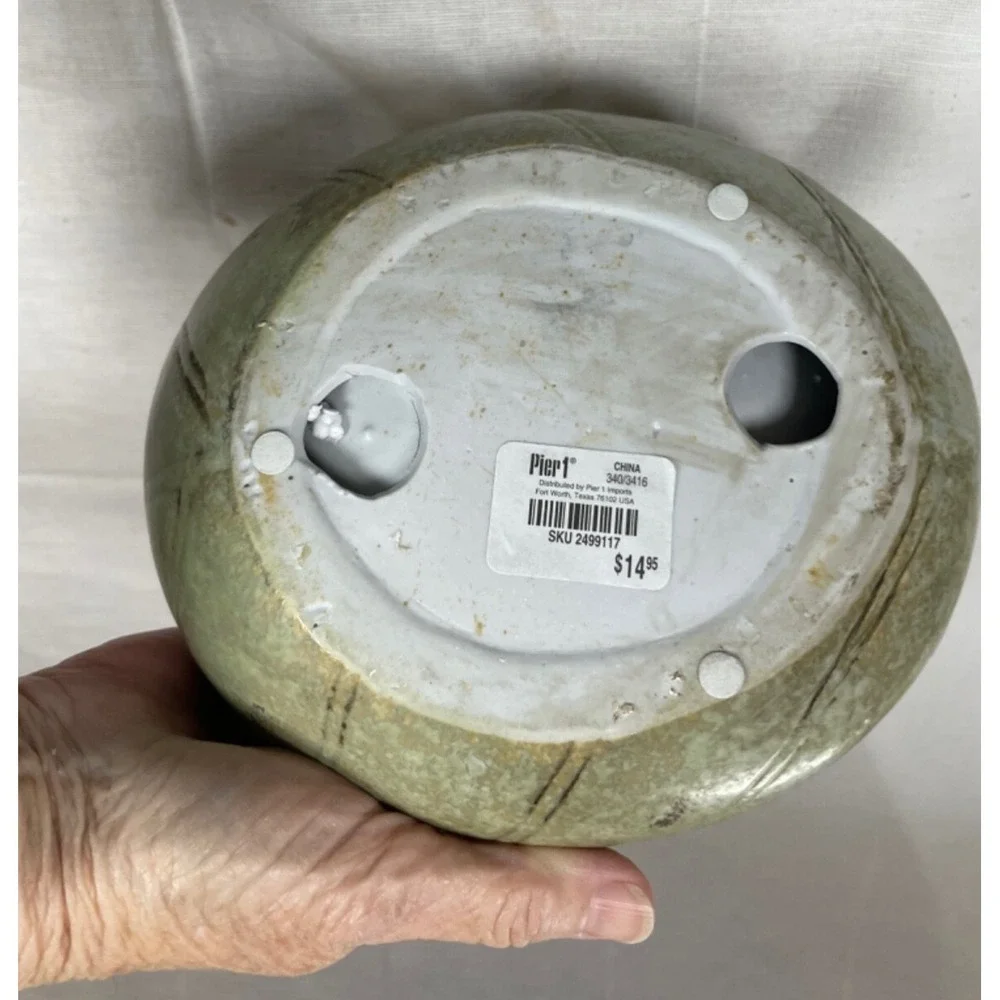 Retro Pier 1 Flower Pot with Birds Succulent Planter Garden Bird Bath